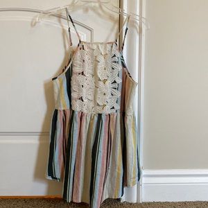 colorful striped blouse with white floral print